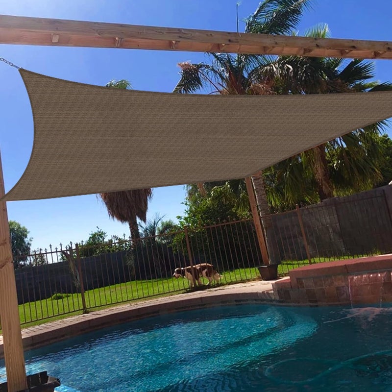 Windscreen4less 8' x 12' Sun Shade Sail Rectangle Outdoor Canopy Cover UV Block for Backyard Porch Pergola Deck Garden Patio (Brown) - Image 1